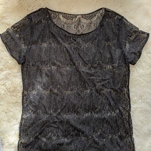 AMERICAN APPAREL rare black lace t-shirt S